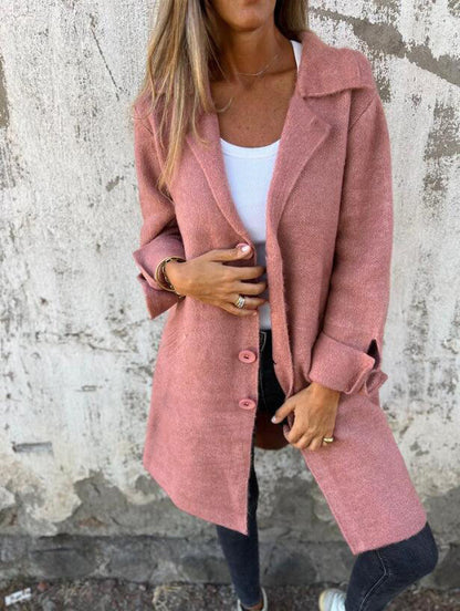 Manteau long décontracté avec revers