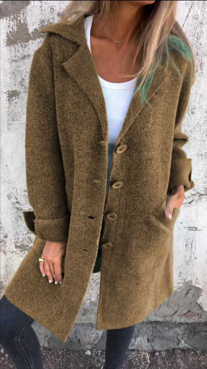 Manteau long décontracté avec revers