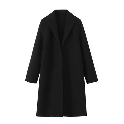 Manteau ample mi-long pour femme - Col en V chic