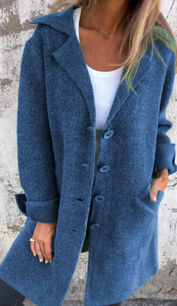 Manteau long décontracté avec revers