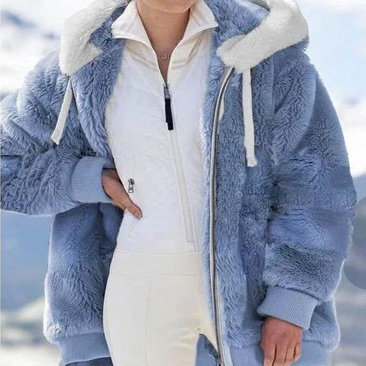 Veste d'hiver à capuche en polaire pour femmes